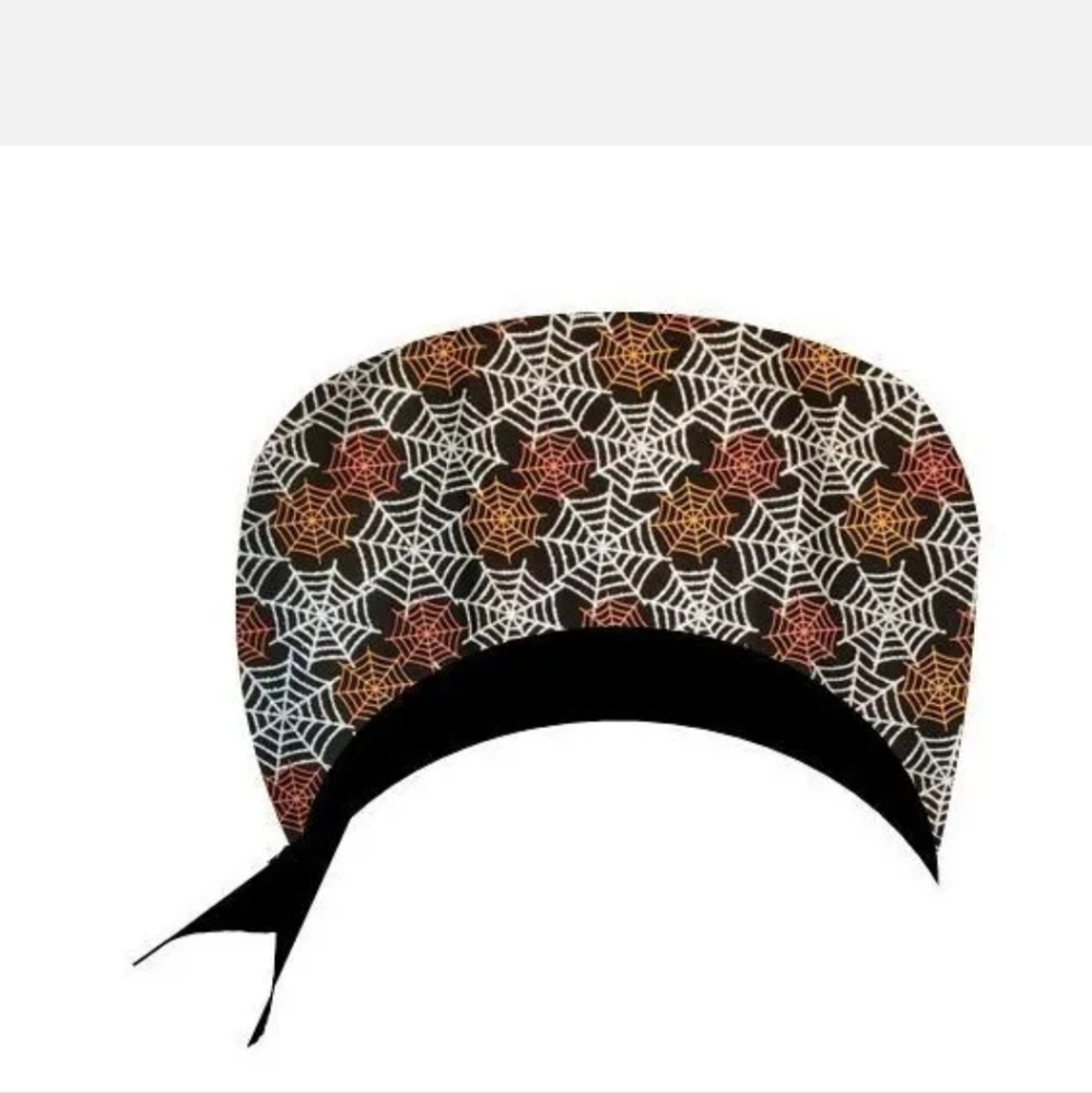 Halloween Scrub Cap: Glittering Spider Webs: Nurse & Doctor hat, Surgical Cap